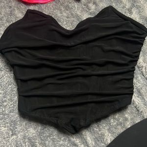Black mesh corset strapless top